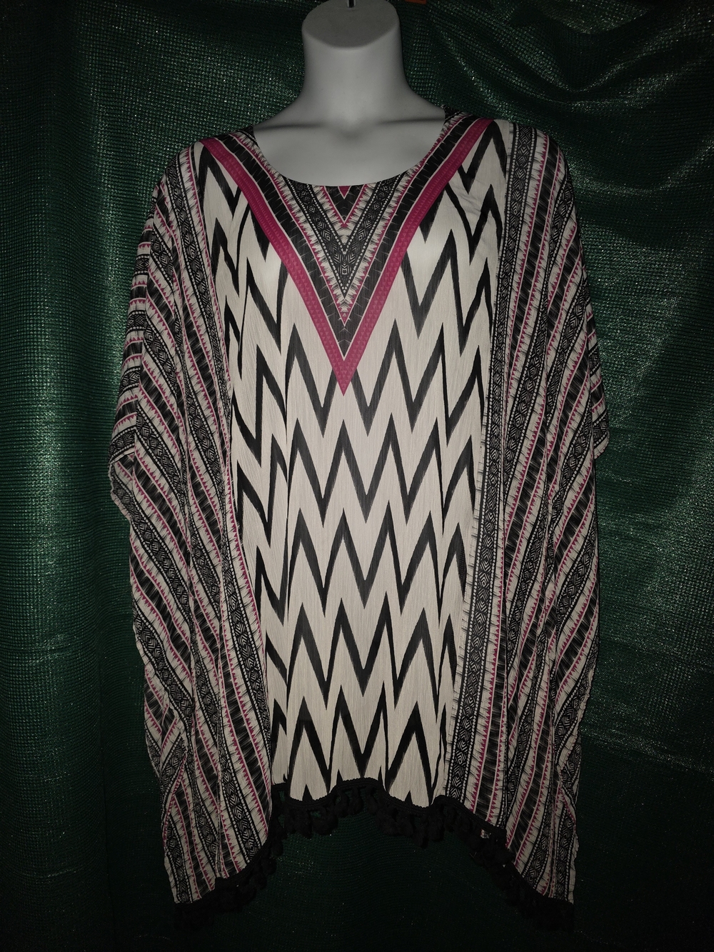2x 3x Plus Size Women's Chevron Print Tunic Blouse Catherines Cover Up Top Boho